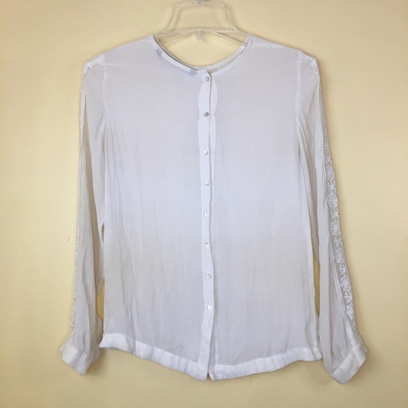 Zara Basics Chiffon & Lace Long Sleeve Blouse XS - Picture 2 of 9
